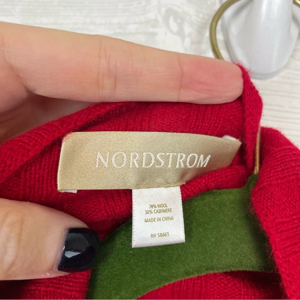 Nordstrom Red Wool/Cashmere Blend Ribbed Cardigan Size Large - Picture 3 of 6